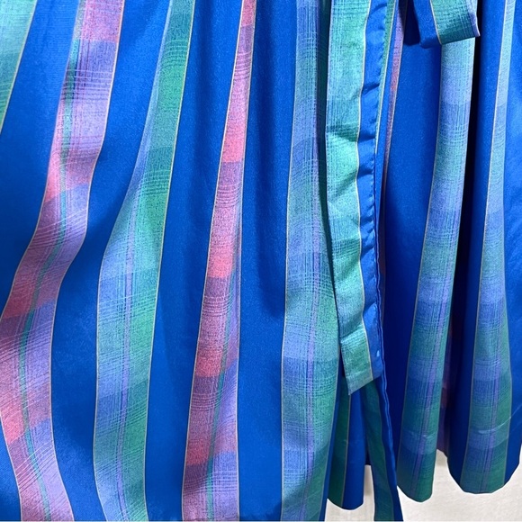 Vintage 80’s Jonathan Martin Pleated Button Striped Belted Dress Size 11/12 - Picture 7 of 15